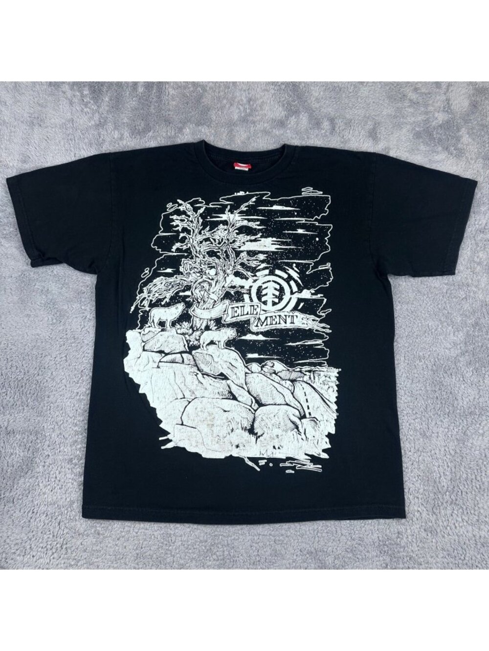 Element T-Shirt Men Large Black Graphic Print Nature Wolf Skateboarding USA Made
